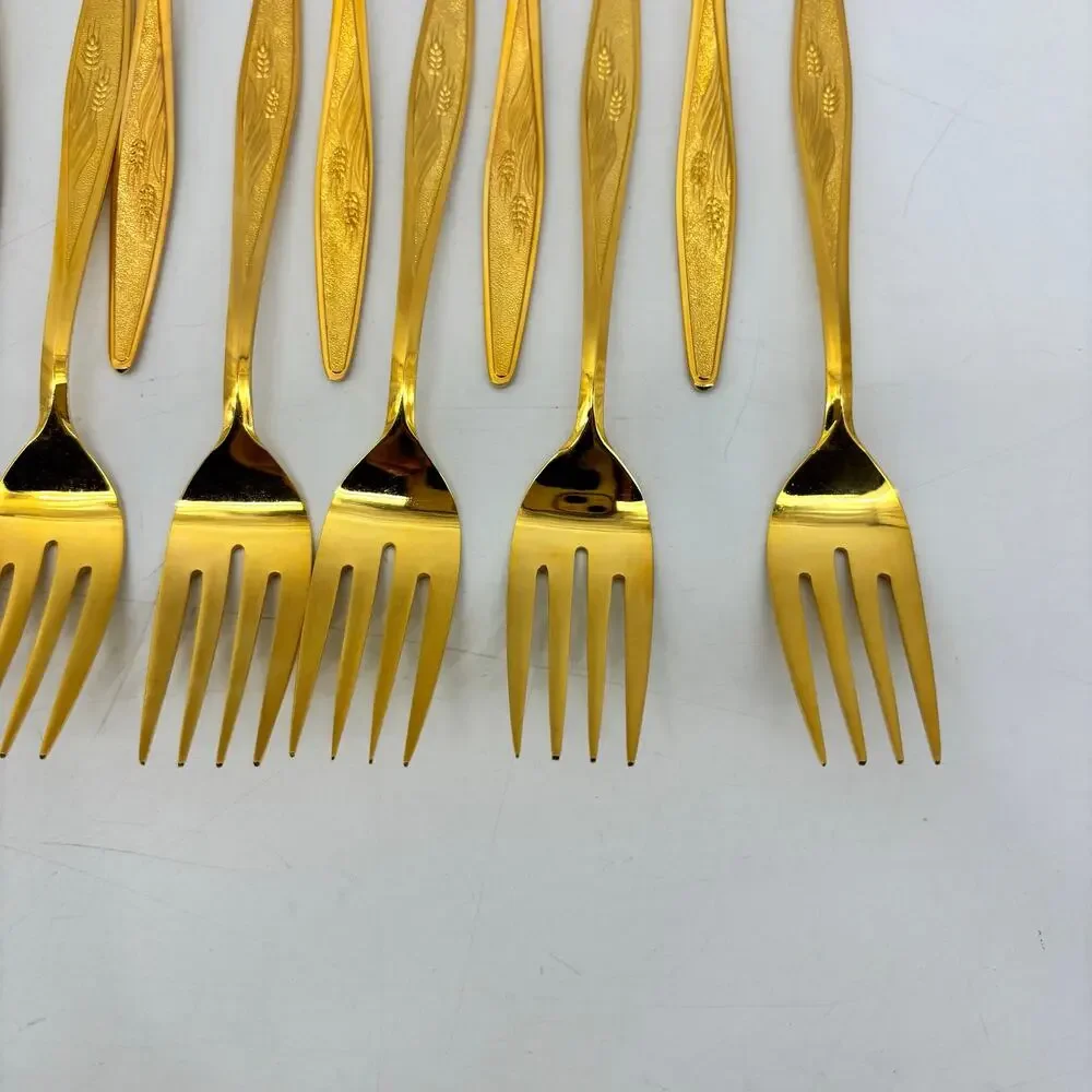 Sherwood Stanley Roberts Flatware Spoons Salad Forks Stainless Gold Tone